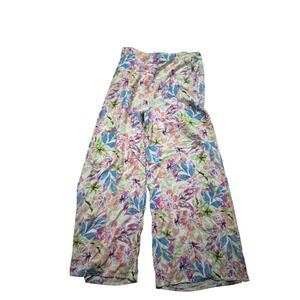ROXY Womens Floral Wide Leg Lounge Pants Lightweight Boho Casual Costal‎ Size M